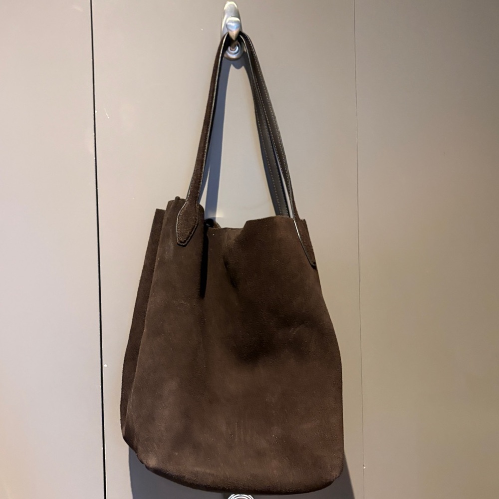 NWT Madewell Shopper Tote in Dark Carob Suede - Picture 3 of 12